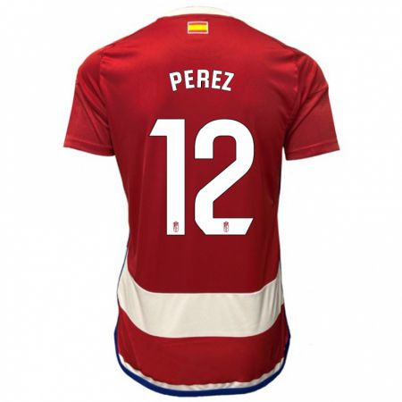 Kandiny Homme Maillot Alba Pérez #12 Rouge Tenues Domicile 2023/24 T-Shirt