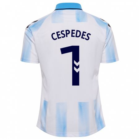 Kandiny Homme Maillot Andrés Céspedes #1 Blanc Bleu Tenues Domicile 2023/24 T-Shirt