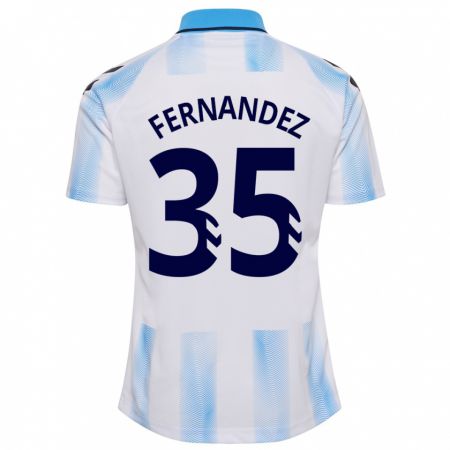 Kandiny Homme Maillot Inés Fernández #35 Blanc Bleu Tenues Domicile 2023/24 T-Shirt