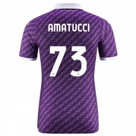 Kandiny Homme Maillot Lorenzo Amatucci #73 Violet Tenues Domicile 2023/24 T-Shirt
