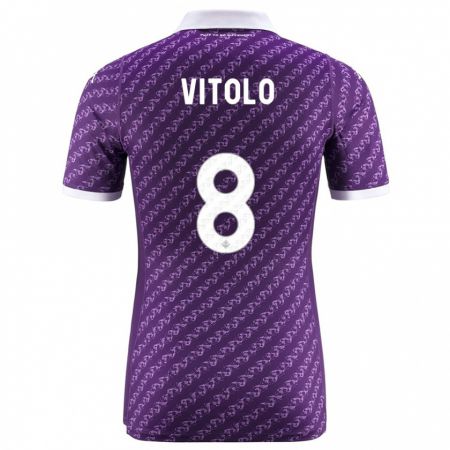Kandiny Homme Maillot Federico Vitolo #8 Violet Tenues Domicile 2023/24 T-Shirt