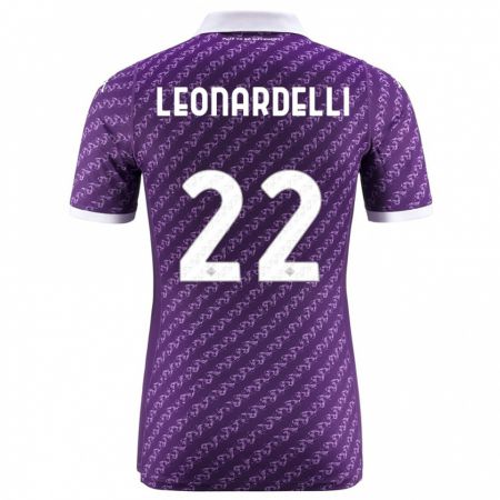 Kandiny Homme Maillot Pietro Leonardelli #22 Violet Tenues Domicile 2023/24 T-Shirt
