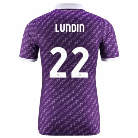 Kandiny Homme Maillot Karin Lundin #22 Violet Tenues Domicile 2023/24 T-Shirt
