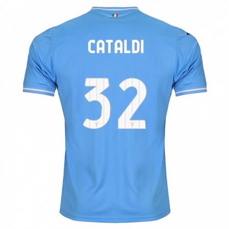 Kandiny Homme Maillot Danilo Cataldi #32 Bleu Tenues Domicile 2023/24 T-Shirt