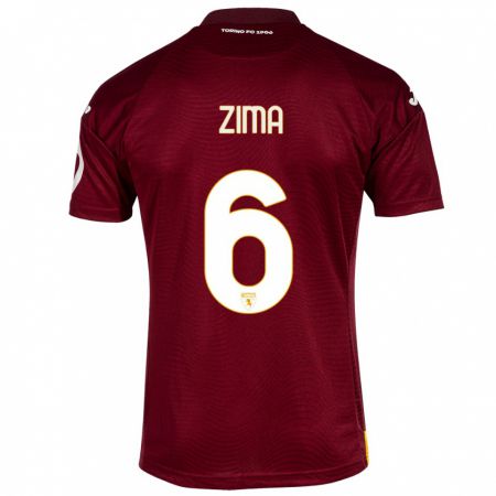 Kandiny Homme Maillot David Zima #6 Rouge Foncé Tenues Domicile 2023/24 T-Shirt