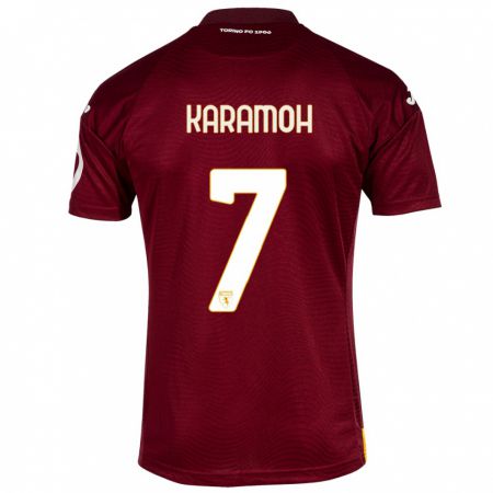 Kandiny Homme Maillot Yann Karamoh #7 Rouge Foncé Tenues Domicile 2023/24 T-Shirt