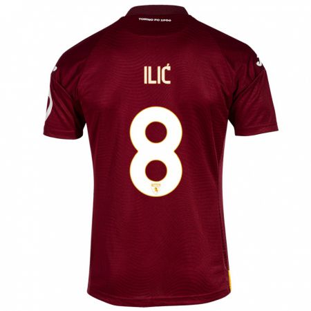 Kandiny Homme Maillot Ivan Ilić #8 Rouge Foncé Tenues Domicile 2023/24 T-Shirt