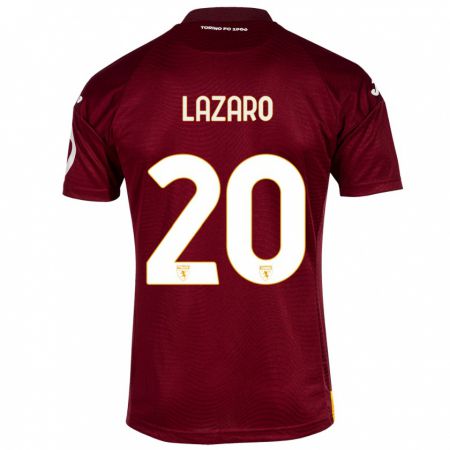 Kandiny Homme Maillot Valentino Lazaro #20 Rouge Foncé Tenues Domicile 2023/24 T-Shirt