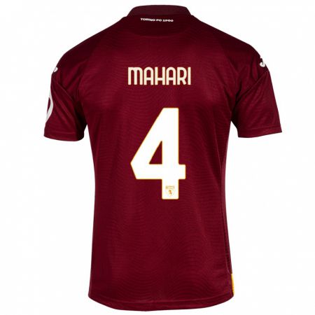 Kandiny Homme Maillot Efdon Mahari #4 Rouge Foncé Tenues Domicile 2023/24 T-Shirt