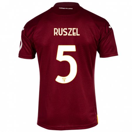 Kandiny Homme Maillot Marcel Ruszel #5 Rouge Foncé Tenues Domicile 2023/24 T-Shirt