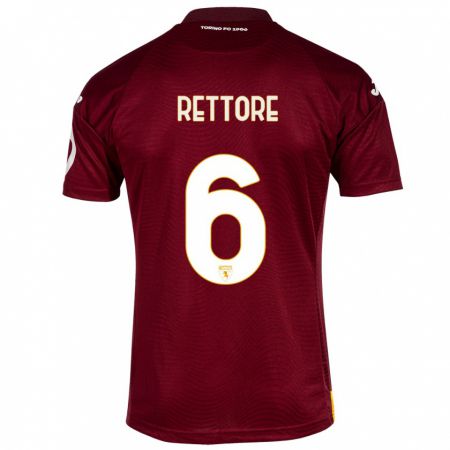 Kandiny Homme Maillot Mirko Rettore #6 Rouge Foncé Tenues Domicile 2023/24 T-Shirt