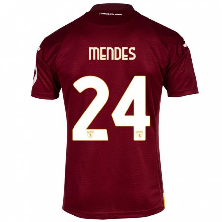 Kandiny Homme Maillot Rodrigo Mendes #24 Rouge Foncé Tenues Domicile 2023/24 T-Shirt