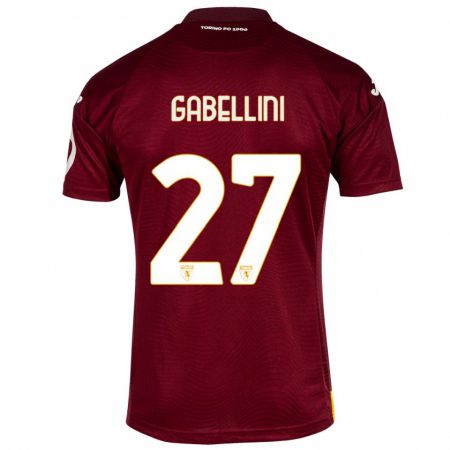 Kandiny Homme Maillot Tommaso Gabellini #27 Rouge Foncé Tenues Domicile 2023/24 T-Shirt