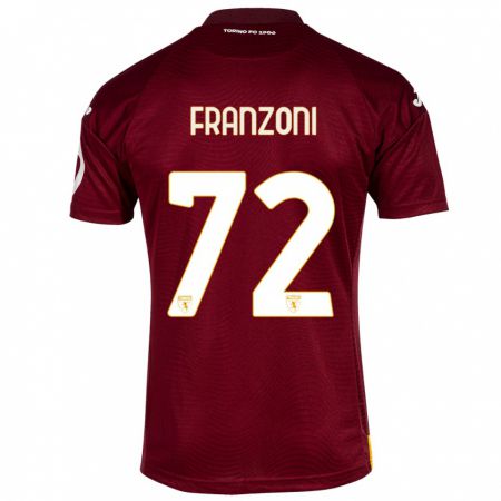 Kandiny Homme Maillot Nicolò Franzoni #72 Rouge Foncé Tenues Domicile 2023/24 T-Shirt
