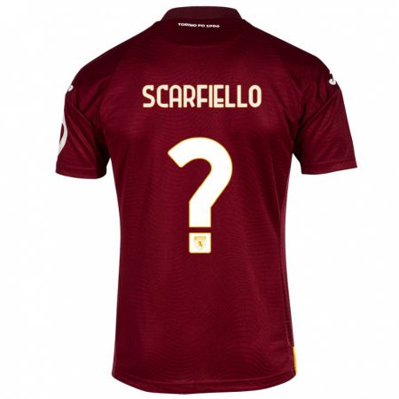 Kandiny Homme Maillot Luca Scarfiello #0 Rouge Foncé Tenues Domicile 2023/24 T-Shirt