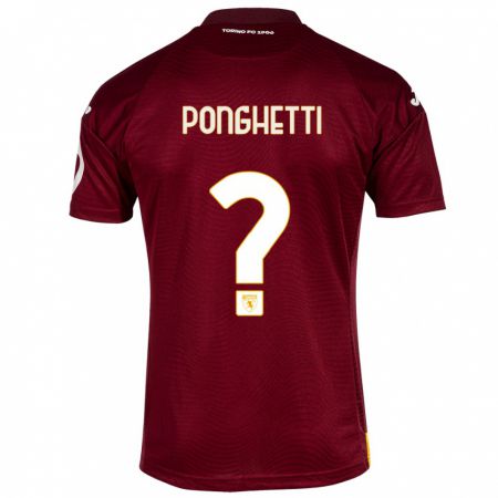 Kandiny Homme Maillot Matteo Ponghetti #0 Rouge Foncé Tenues Domicile 2023/24 T-Shirt