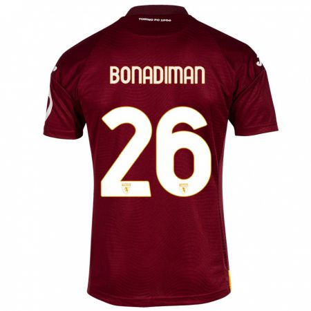 Kandiny Homme Maillot Matteo Bonadiman #26 Rouge Foncé Tenues Domicile 2023/24 T-Shirt
