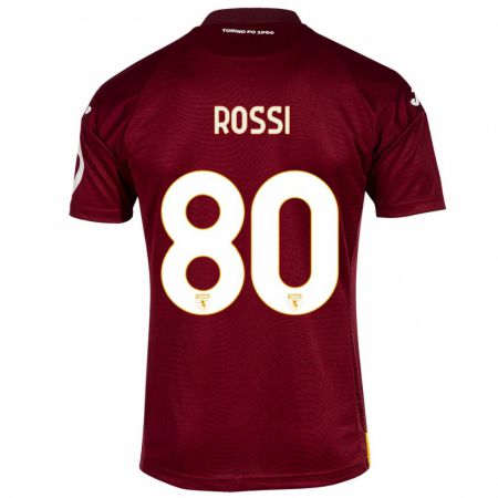 Kandiny Homme Maillot Simone Rossi #80 Rouge Foncé Tenues Domicile 2023/24 T-Shirt