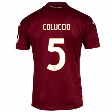 Kandiny Homme Maillot Francesca Coluccio #5 Rouge Foncé Tenues Domicile 2023/24 T-Shirt