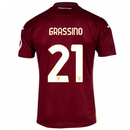 Kandiny Homme Maillot Giulia Grassino #21 Rouge Foncé Tenues Domicile 2023/24 T-Shirt