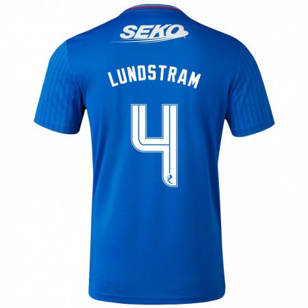 Kandiny Homme Maillot John Lundstram #4 Bleu Tenues Domicile 2023/24 T-Shirt