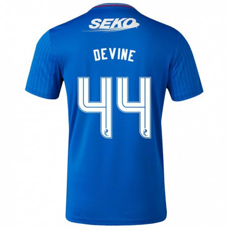 Kandiny Homme Maillot Adam Devine #44 Bleu Tenues Domicile 2023/24 T-Shirt