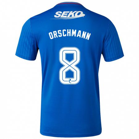 Kandiny Homme Maillot Dina Orschmann #8 Bleu Tenues Domicile 2023/24 T-Shirt