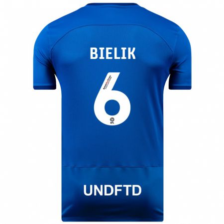Kandiny Homme Maillot Krystian Bielik #6 Bleu Tenues Domicile 2023/24 T-Shirt