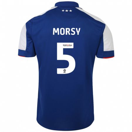 Kandiny Homme Maillot Samy Morsy #5 Bleu Tenues Domicile 2023/24 T-Shirt