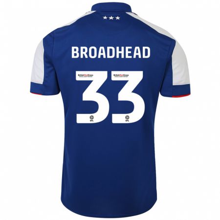 Kandiny Homme Maillot Nathan Broadhead #33 Bleu Tenues Domicile 2023/24 T-Shirt