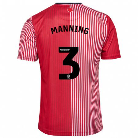 Kandiny Homme Maillot Ryan Manning #3 Rouge Tenues Domicile 2023/24 T-Shirt