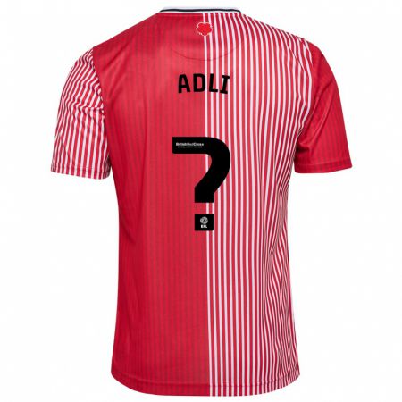 Kandiny Homme Maillot Mohamed Adli #0 Rouge Tenues Domicile 2023/24 T-Shirt