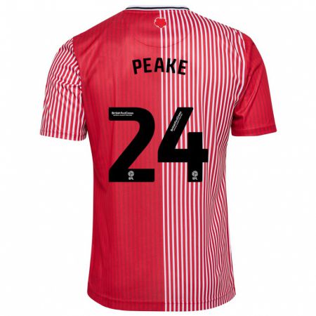 Kandiny Homme Maillot Paige Peake #24 Rouge Tenues Domicile 2023/24 T-Shirt