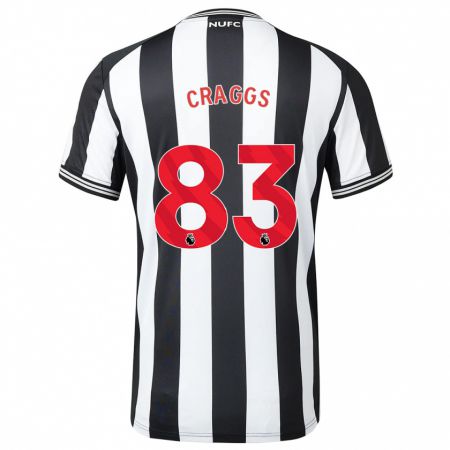 Kandiny Homme Maillot Luke Craggs #83 Noir Blanc Tenues Domicile 2023/24 T-Shirt