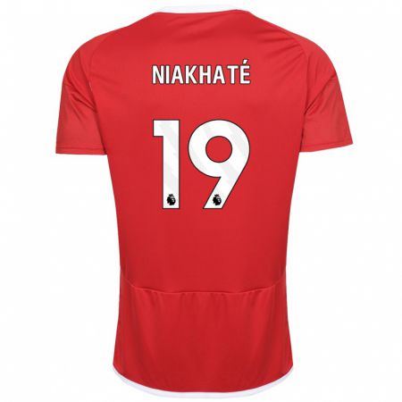 Kandiny Homme Maillot Moussa Niakhaté #19 Rouge Tenues Domicile 2023/24 T-Shirt