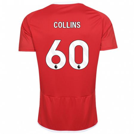 Kandiny Homme Maillot Sam Collins #60 Rouge Tenues Domicile 2023/24 T-Shirt