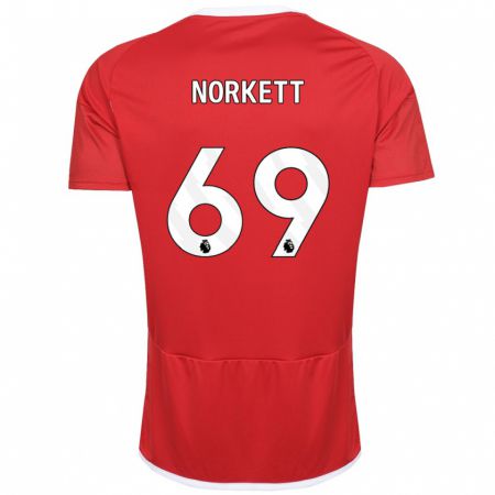 Kandiny Homme Maillot Manni Norkett #69 Rouge Tenues Domicile 2023/24 T-Shirt