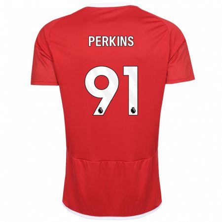 Kandiny Homme Maillot Jack Perkins #91 Rouge Tenues Domicile 2023/24 T-Shirt