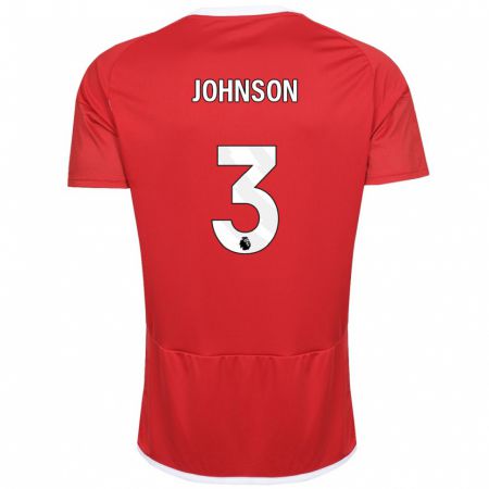 Kandiny Homme Maillot Nat Johnson #3 Rouge Tenues Domicile 2023/24 T-Shirt
