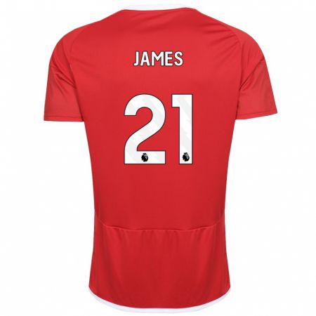 Kandiny Homme Maillot Hayley James #21 Rouge Tenues Domicile 2023/24 T-Shirt