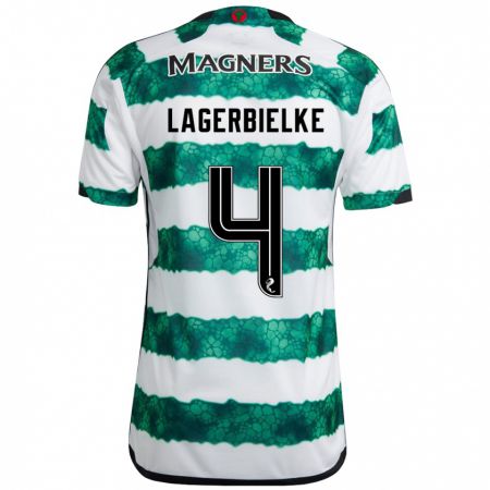 Kandiny Homme Maillot Gustaf Lagerbielke #4 Vert Tenues Domicile 2023/24 T-Shirt