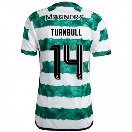 Kandiny Homme Maillot David Turnbull #14 Vert Tenues Domicile 2023/24 T-Shirt