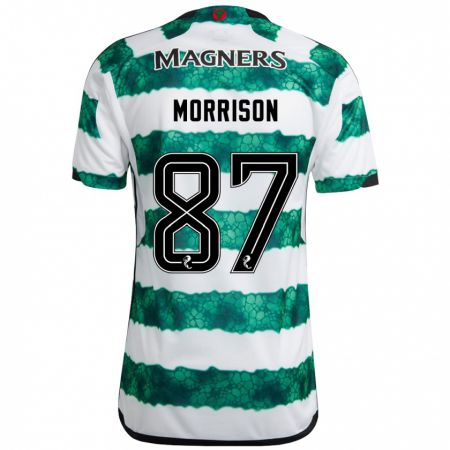 Kandiny Homme Maillot Joe Morrison #87 Vert Tenues Domicile 2023/24 T-Shirt