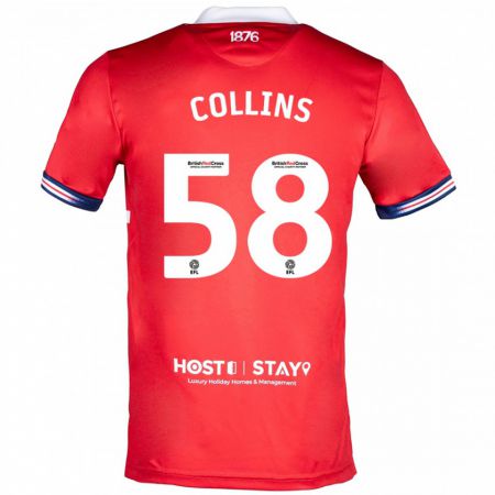 Kandiny Homme Maillot Sam Collins #58 Rouge Tenues Domicile 2023/24 T-Shirt