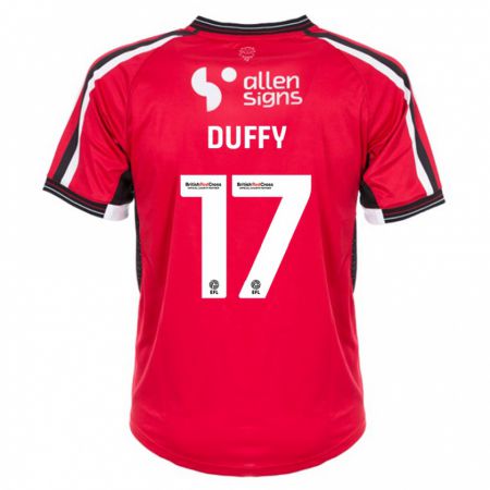 Kandiny Homme Maillot Dylan Duffy #17 Rouge Tenues Domicile 2023/24 T-Shirt