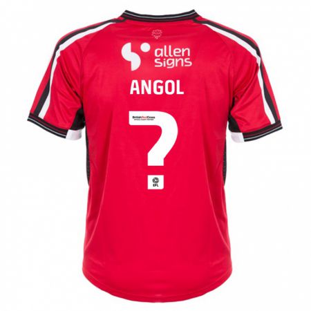Kandiny Homme Maillot Mekhi Angol #0 Rouge Tenues Domicile 2023/24 T-Shirt