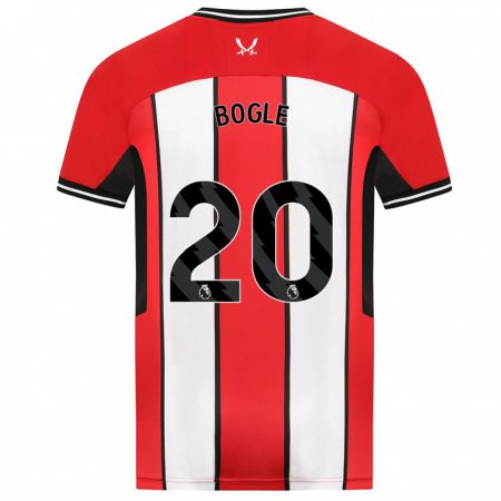Kandiny Homme Maillot Jayden Bogle #20 Rouge Tenues Domicile 2023/24 T-Shirt