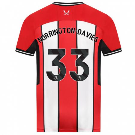 Kandiny Homme Maillot Rhys Norrington-Davies #33 Rouge Tenues Domicile 2023/24 T-Shirt