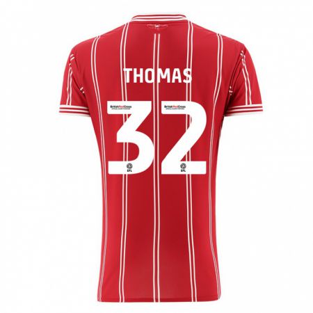 Kandiny Homme Maillot Lewis Thomas #32 Rouge Tenues Domicile 2023/24 T-Shirt
