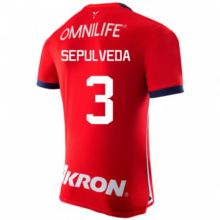 Kandiny Homme Maillot Gilberto Sepúlveda #3 Rouge Tenues Domicile 2023/24 T-Shirt